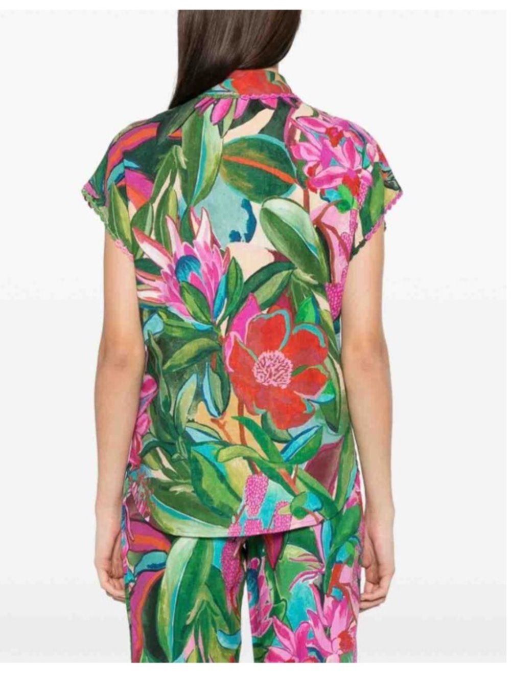 FARM Rio Jardin De Reve Shirt Size XS NWT Tropical Linen Multicolor - Picture 11 of 16